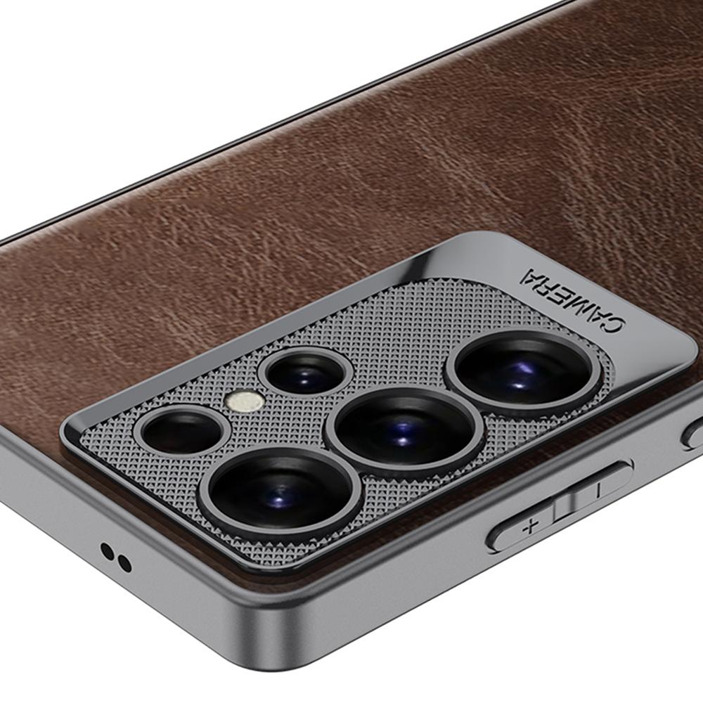 Pro pouzdro Samsung Galaxy S25 Ultra Odolné proti pádu Texturované Voskované PU kůží Potažené PC Kryt na telefon