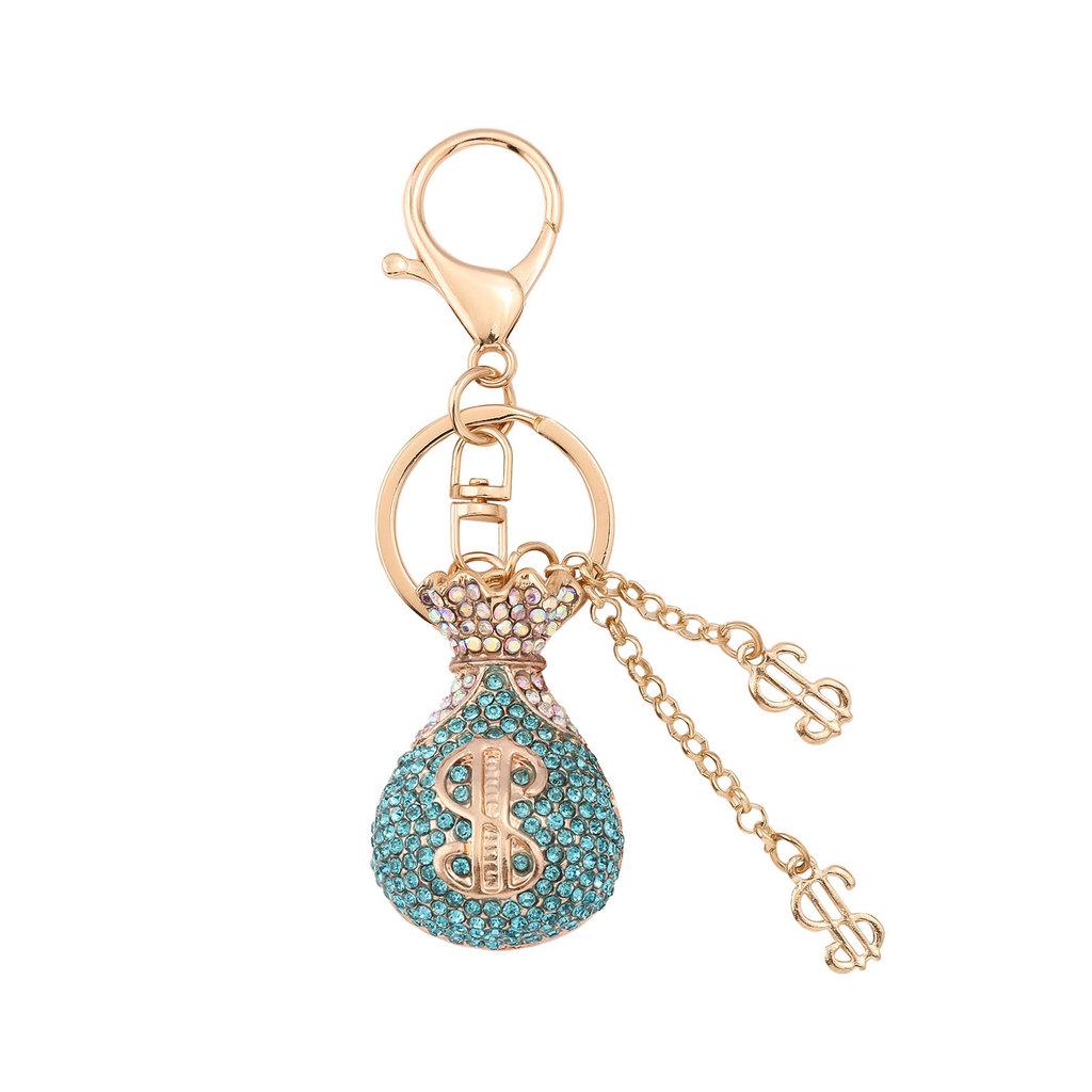 

Classic Metal Keychain With Rhinestone Accents For Women And Holiday Present синій