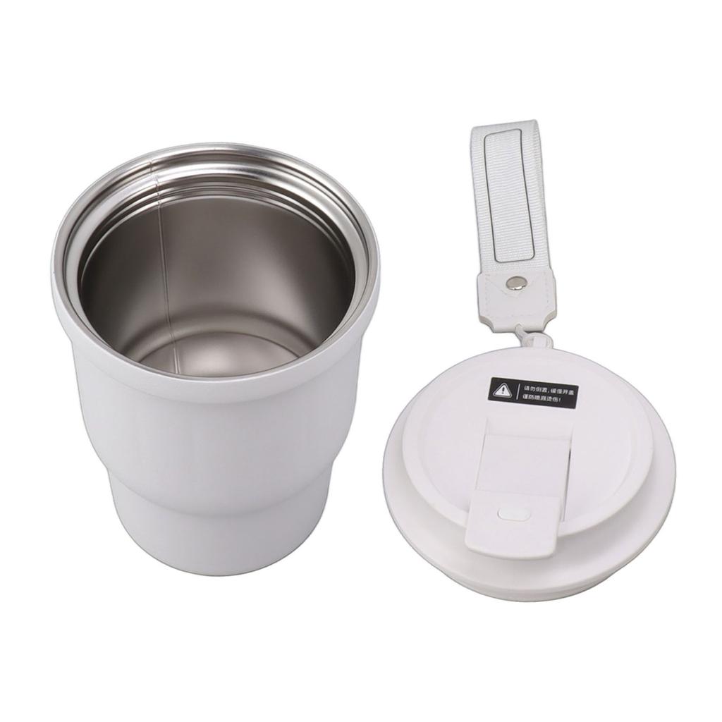 Metal Coffee Mug 450ml White Food Grade Silicone Double Layer Anti Slip Stainless Steel Mug for Camping Travel Car