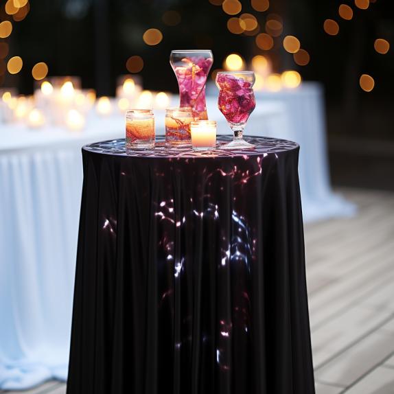 Tablecloth Cover With Skirting, Valves For Cocktail Bar Table 80 Cm Black