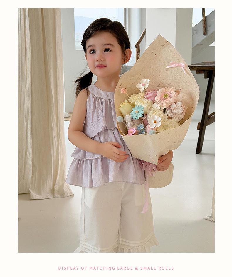 Large Size 26 New Summer Girls' Korean Halter Doll Top & Wide-Leg Pants Set - 710531