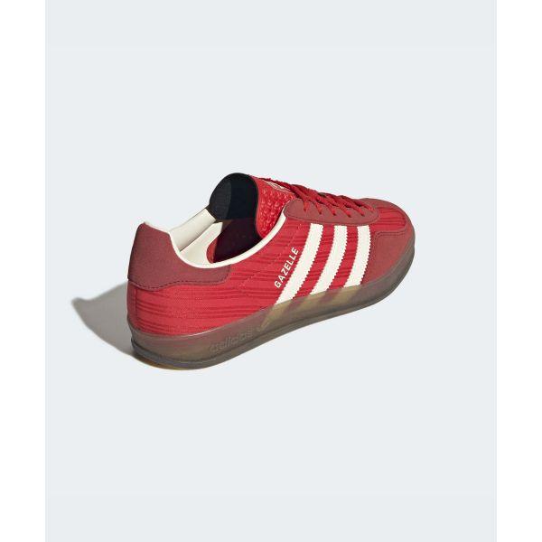 adidas Gazelle Indoor Red Pinstripe Satin Women Sneakers Better-Scarlet Cream-White JS1411