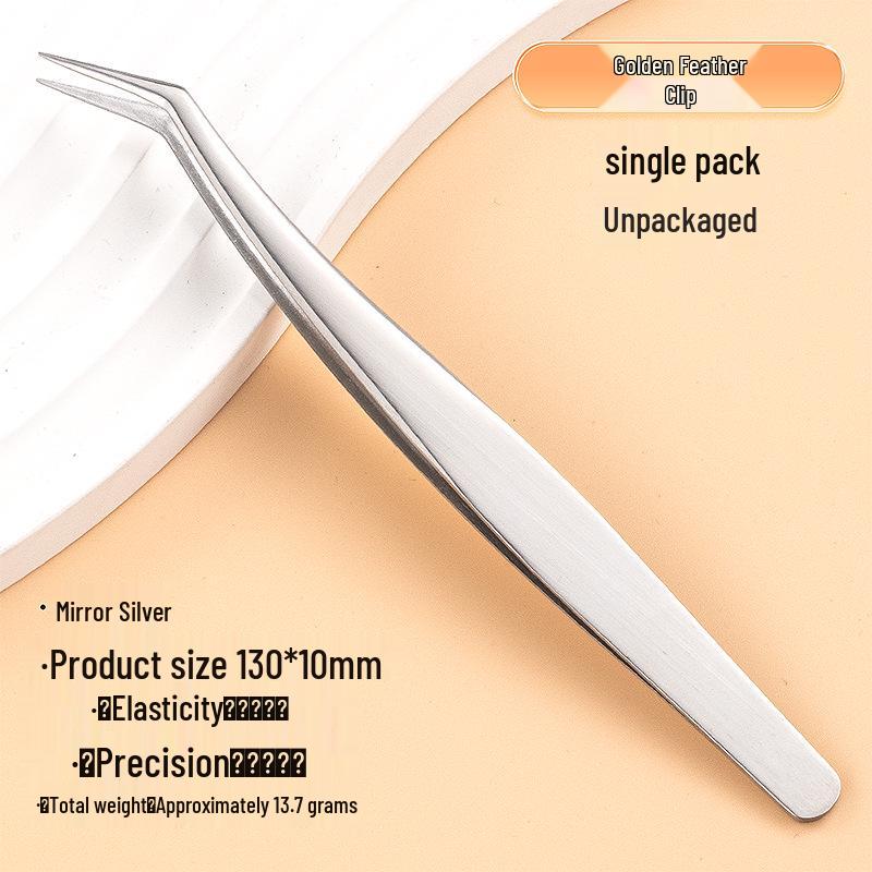 Eyelash Curler & Tweezers Set: Gold Feather Design for False Lashes and Extensions