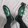 Men's Brogue Tasseled Loafers Green Purple Dress Wingtip Wedding Shoes Stylish Formal Leather Prom Party Shoes Large Size