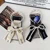 Pearl Hand Chain Mobile Phone Case for Samsung Zflip5 Bow W24flip Leather Hard Shell Rhinestone Letters