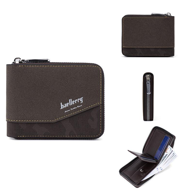 

Baellerry RFID-защитные сумки для карт, винтажный дизайн, мужские деловые кошельки, модный короткий кошелек, кошелек 12*9.5*2.3cm темно-коричневого