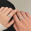 Sterling Silver Cat & Dog Couple Rings: Engravable, Light Luxury Design