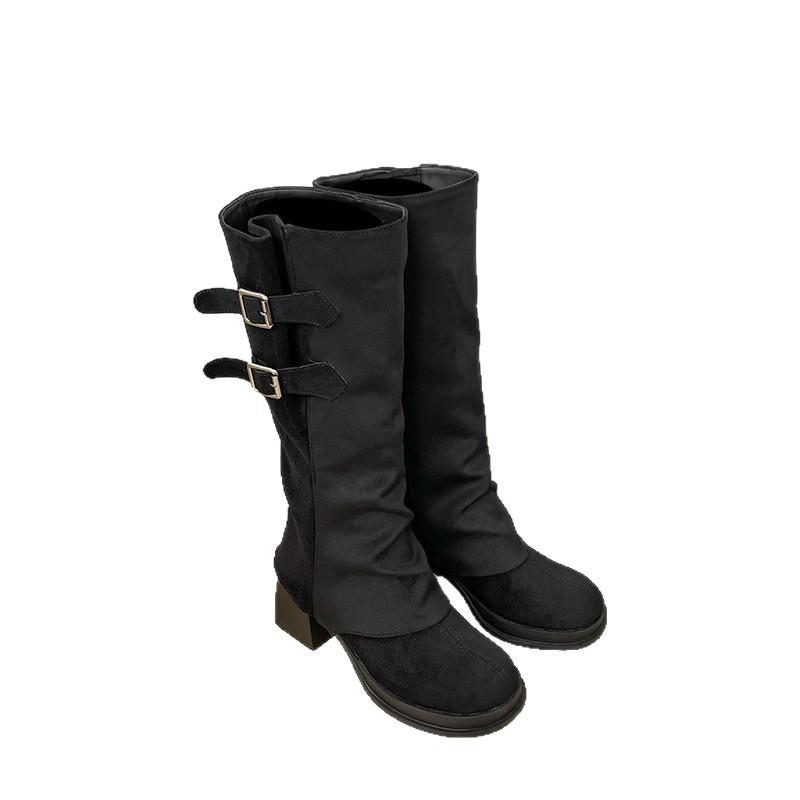 Two-wear Long and Short Boots 2025 Autumn and Winter New Removable Stacking Boots Thick High-heeled Thick-soled High Boots Retro Trouser Tube Boots