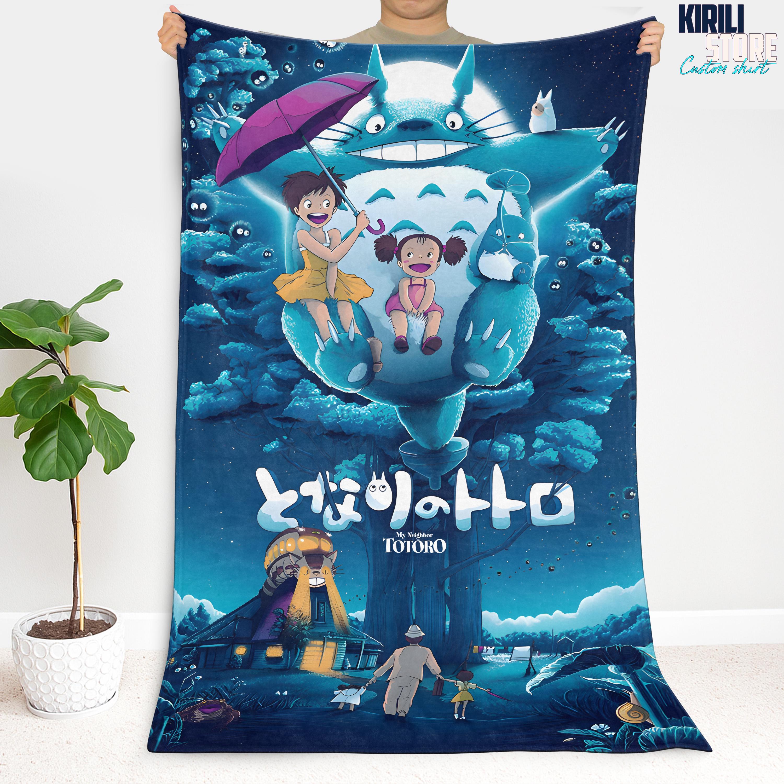 

My Neighbor Totoro Studio Ghibli Throw Blanket Magical Night Scene Art Whimsical Anime Bedding for Cozy Home Decor 74x94cm(29x37in)