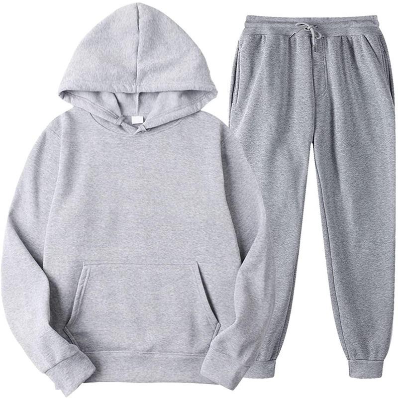 2026 Men's Athletic Track and Field Suit Men's/Women's Two Piece Running Suit Long Sleeve Pullover Hooded Sweatshirt+Sweatpants