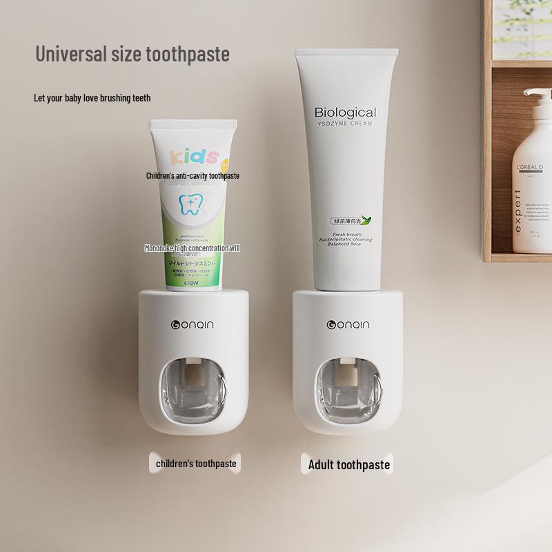 Distributeur et Presse-Dentifrice Automatique Mural avec Couvercle Anti-Poussière