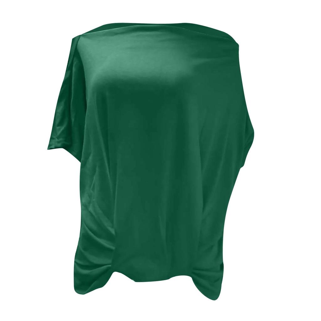 Women's Irregular One-Shoulder Solid Color Loose Short-Sleeved Top