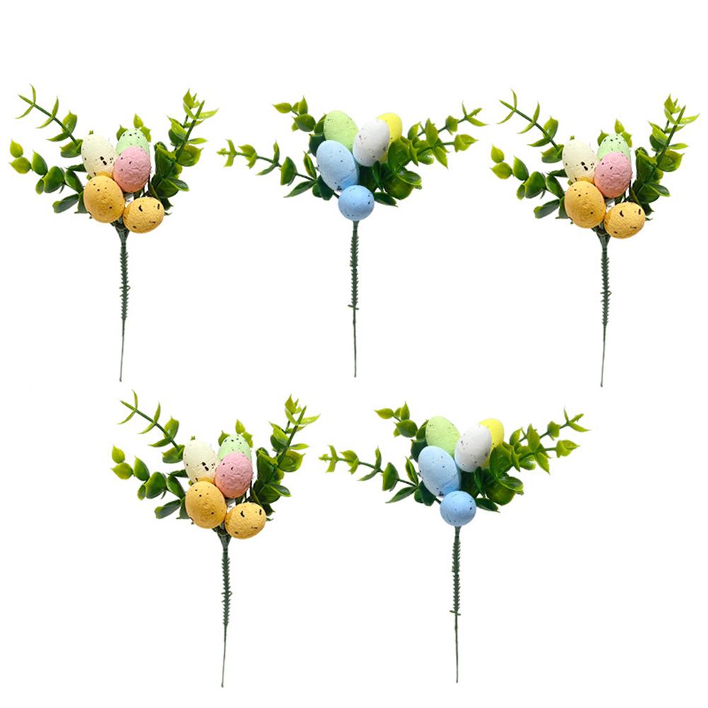 5pcs Artificial Branches With Easter Eggs Decorative Floral Stems For Floral Arrangement Decoration