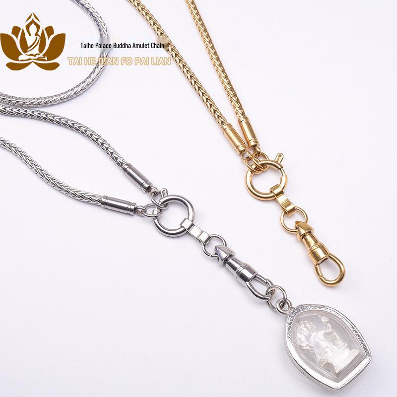 Titanium Steel Dragon Bone Amulet with Quick Release Eagle Beak Clasp for Hanging Takruts.