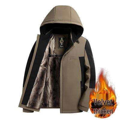 Men's Hooded Winter Cotton Jacket: Mid-Aged & Elderly, Velvet Lined, Warm & Fashionable Dad's Casual Outerwear