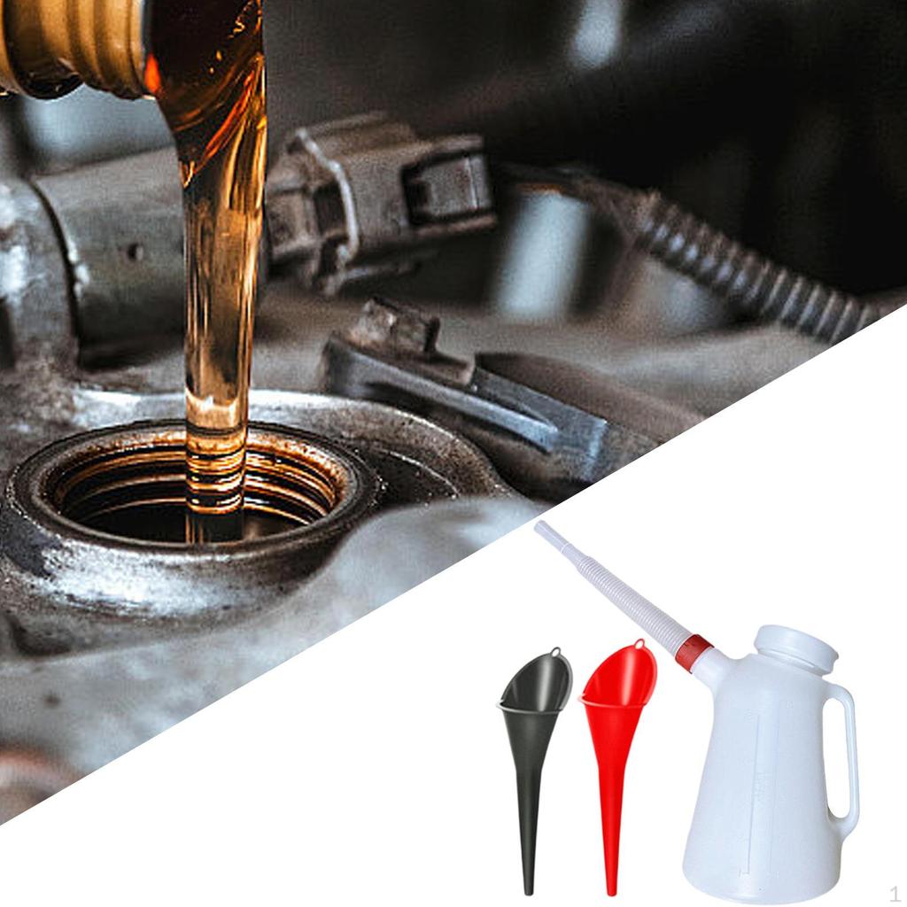 Oil Jug Measuring Container Automotive and Flexible Funnel Set Dispenser