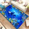 3D Illusion Mořské dno Podmořský svět Dolphin Shark Area Koberec,Koberec do obývacího pokoje Ložnice Rohožka Rohožka na podlahu, Protiskluzová podložka