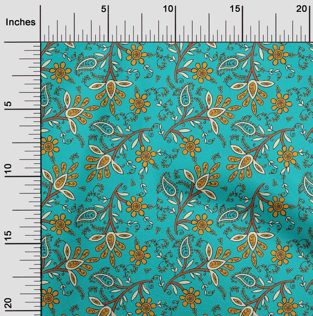 oneOone Bavlna Flex Fabric Listy & Floral Block Print Fabric By Yard 40 Inch