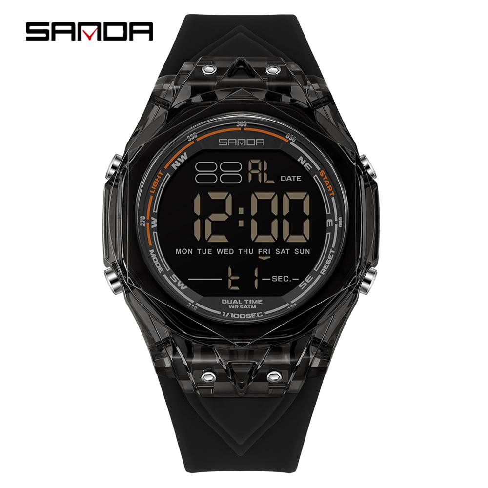 SANDA New 6289 Fashion Student Electronic Watch Sports Multi Functional Waterproof LED Student Electronic Watch Alarm Clock