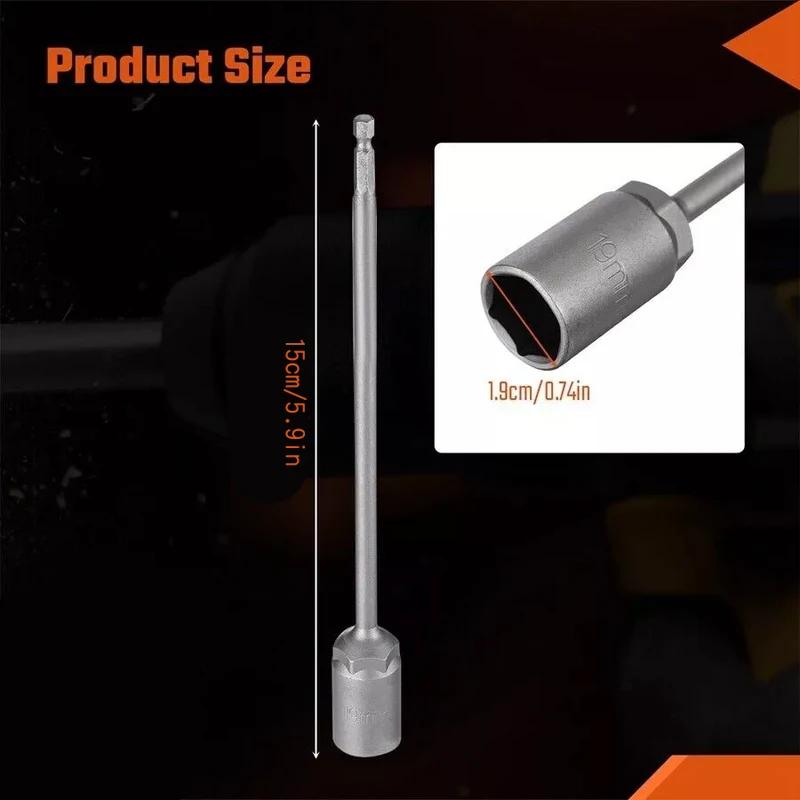 19mm Caravan Corner Steady Winder, 15cm Electric Drill Extension Socket Adapter for RV Stabilizer Leg