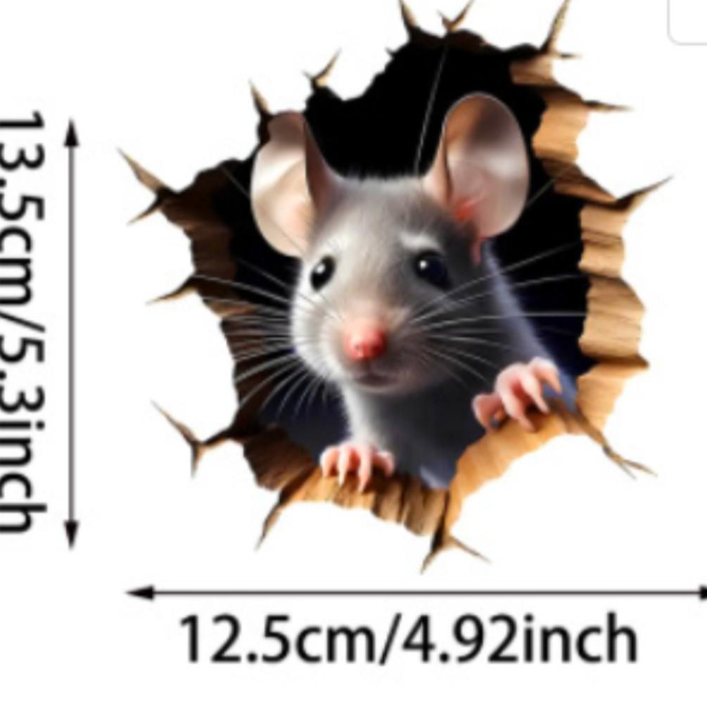 3D Mouse Reading Book in Mouse Hole, Decal Sticker, Removable Wall Decor, Book Lover Gift Idea, Baseboard, Wall Sticker Decal, Kids Room, Classroom