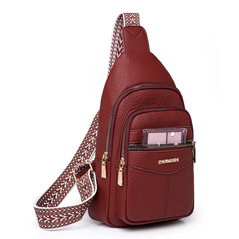 Měkká kožená náprsní taška Dámská crossbody taška Barevná taška přes rameno Sportovní taška přes rameno Dámská náprsní taška
