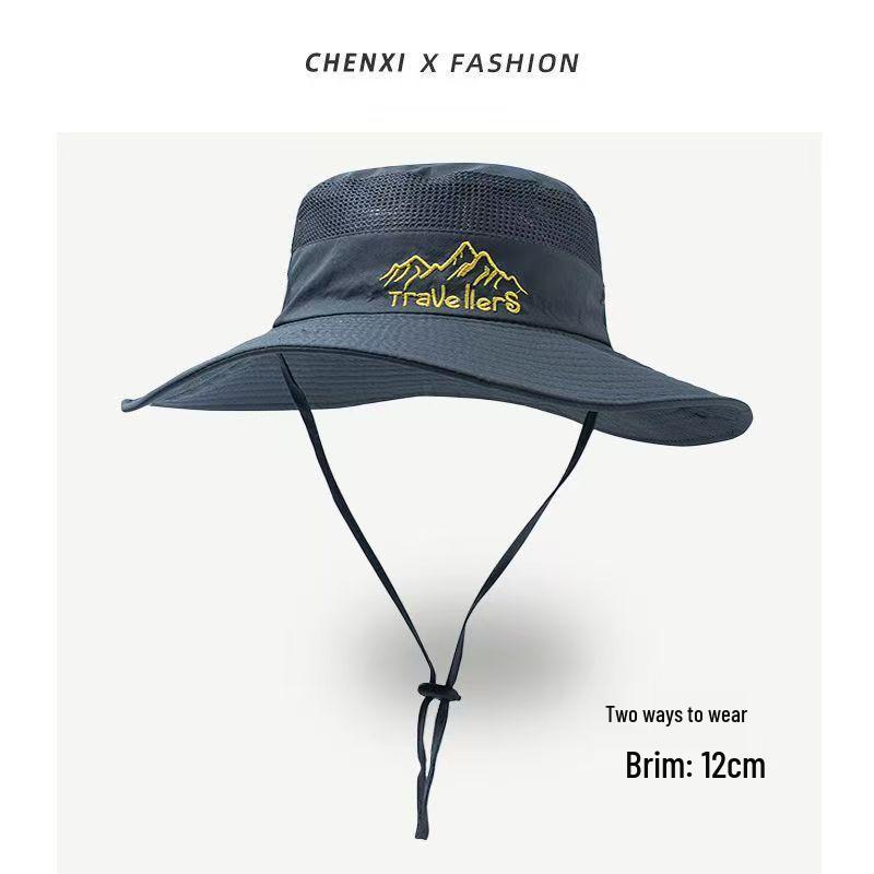 Fisherman Sun Protection Embroidered Outdoor Cowboy Hat for Camping and Mountaineering