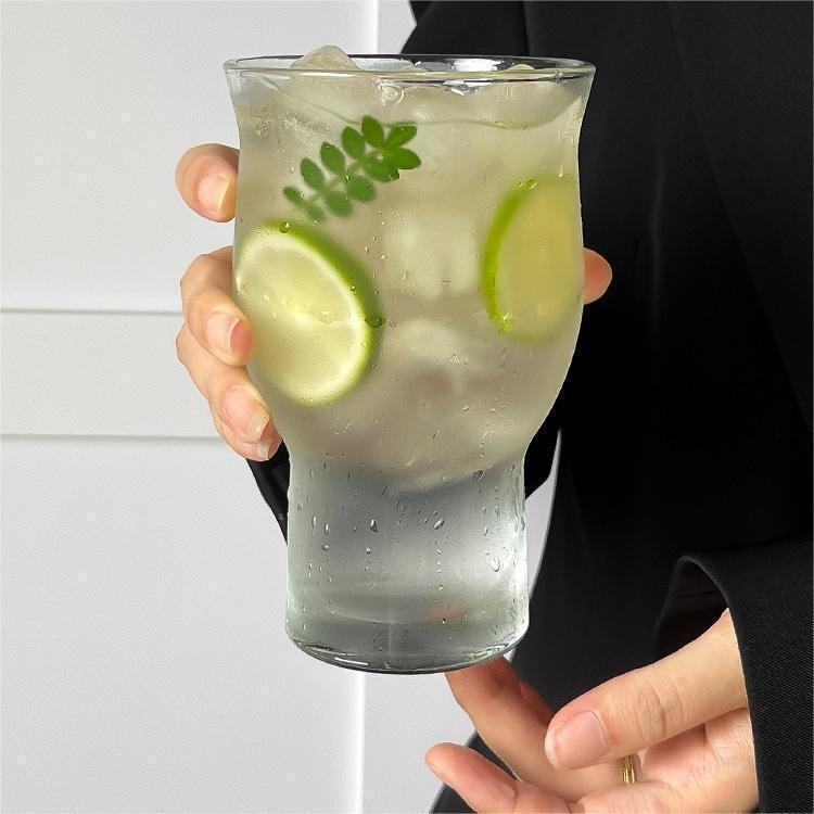 Wide Mouth Glass Cup, Multipurpose Transparent Glass for Coffee, Juice, Beer, Water, American Style Daily Drinking Tumbler
