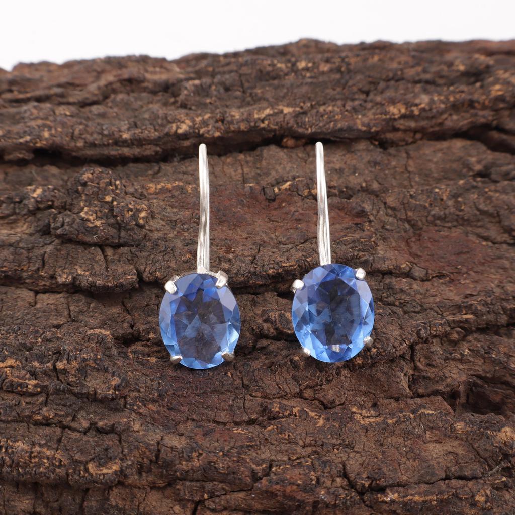 Tansanit Handgemachte Edelstein Ohrringe, 925 Sterling Silber Ohrringe Antik Schmuck, Ohrringe als Verlobungsgeschenk