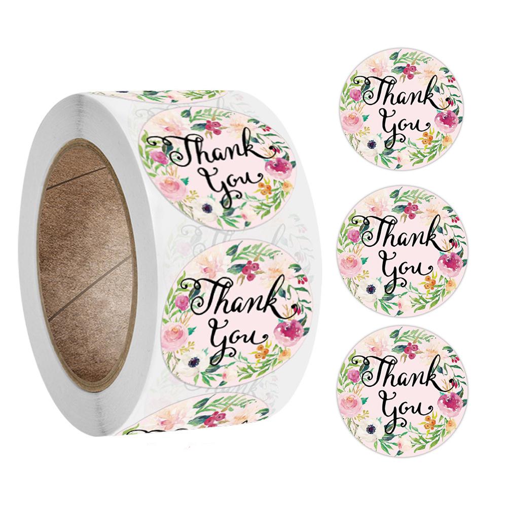 500pcs Thank You Stickers Green Flowers Thank You Labels for Birthday, Weddings, Giveaways, and Small Business Shipping Stickers