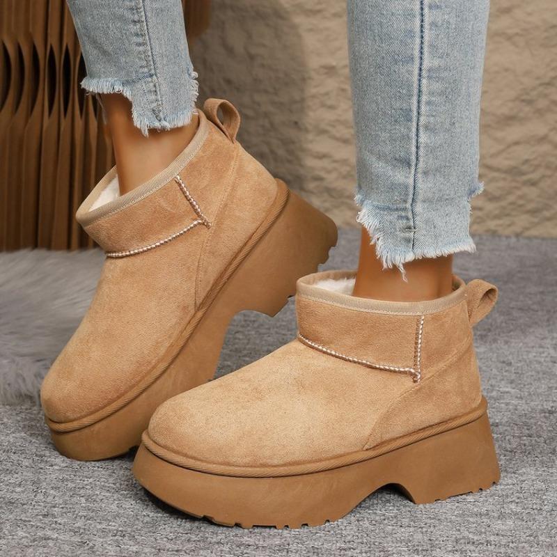 Large size snow boots for women's autumn and winter new velvet thickened retro one-pedal cotton shoes for women