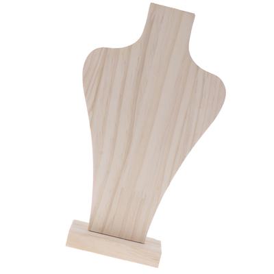 Natural Wood Unpainted Mannequin Bust for Necklace Jewelry Display S22.5cm