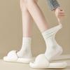 For Women, There Are Boneless and Non-uncomfortable Mid-calf Socks. Pull A Solid-colored Cotton Long Calf Sock That Is Breathable