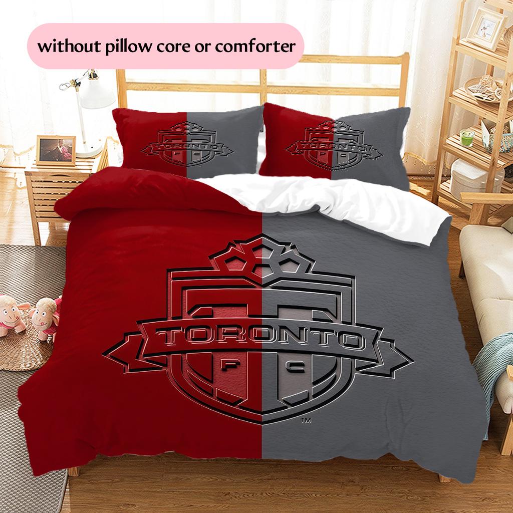 Toronto FC Pattern Bedding Quilt Set Home Decoration Gift (1 * duvet cover + 2 * pillowcase without core)