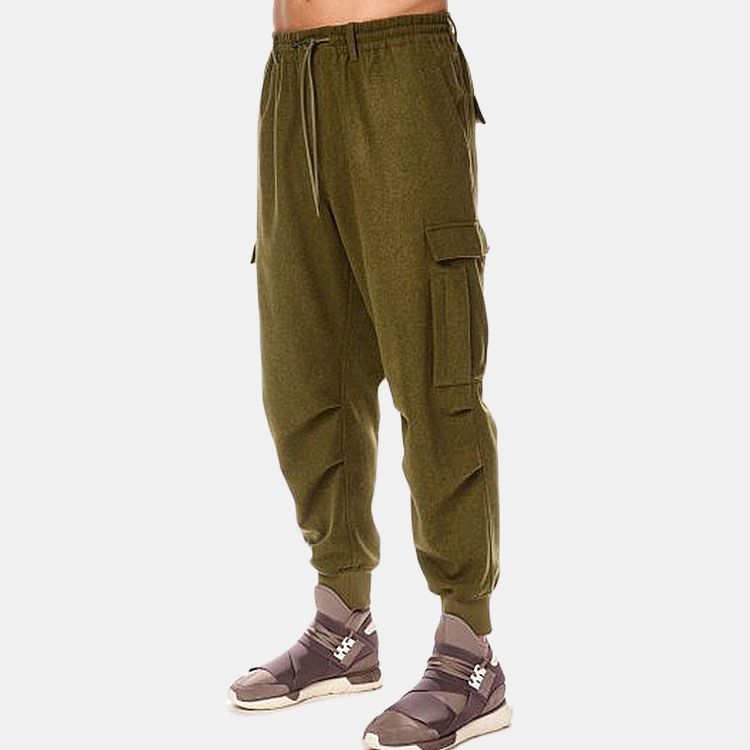 Y-3 FW22 Solid Color Drawstring Cargo Pants Men Pants Green HT4476
