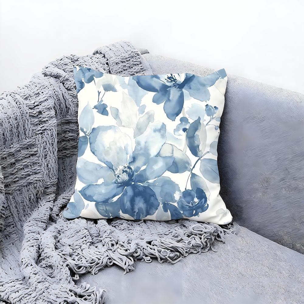 Painted Blue Print Creative Cushion Cover Premium Comfort Reversible Pillow Cove -Two in One Design for Any Room & Car Interior