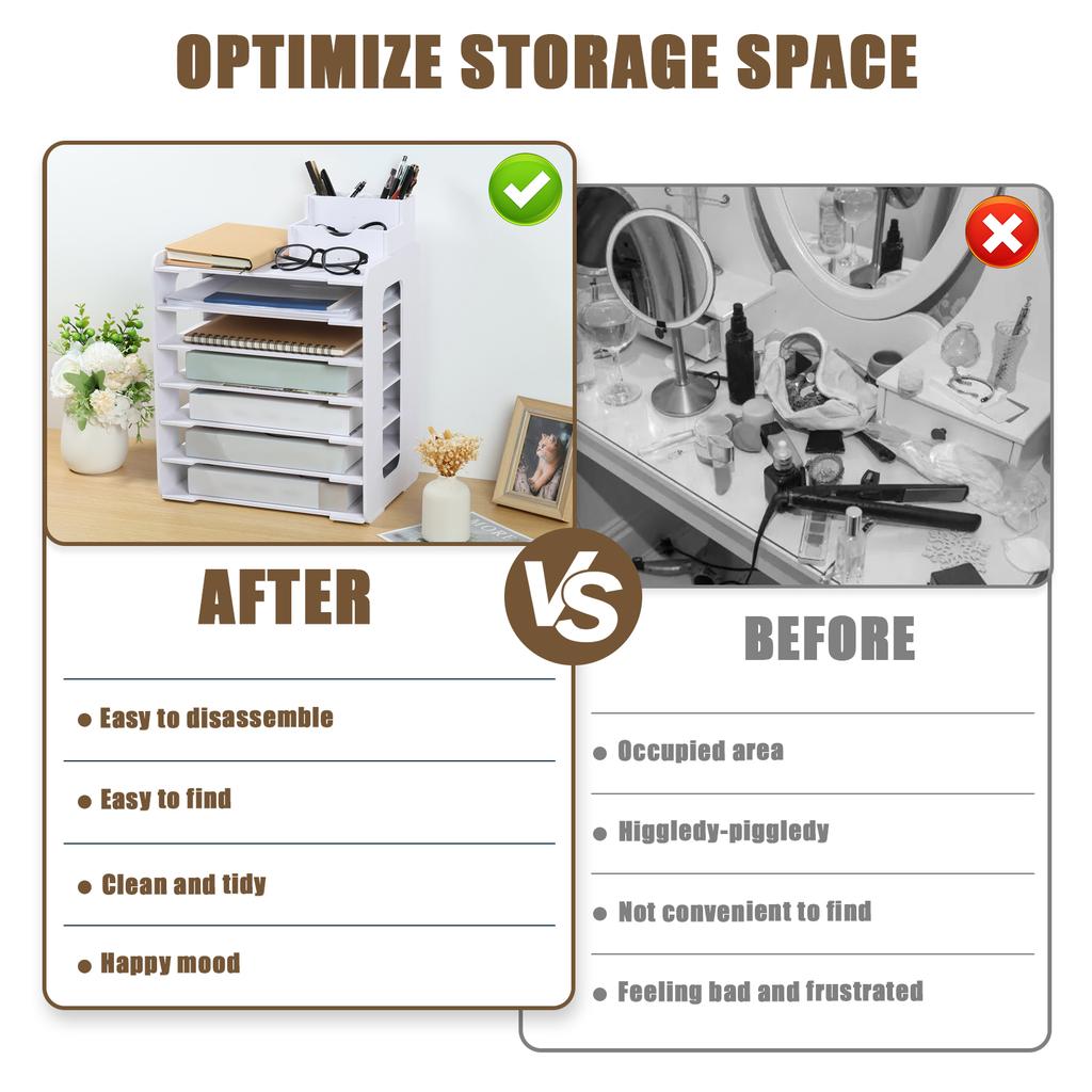 7/4-layer File Storage Rack Desktop Organizer File Sorter Organizer for A4 Paper Magazine Newspaper Office Supply Sorting Rack