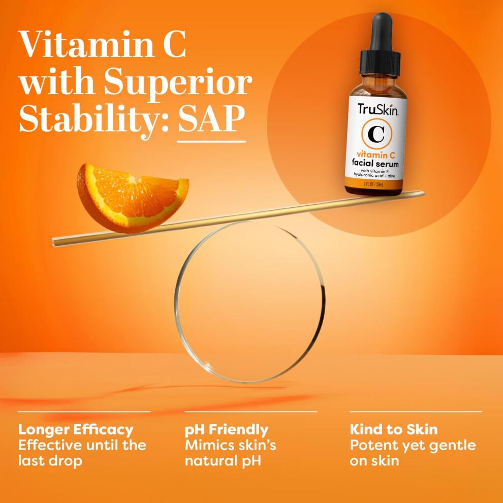 TruSkin Vitamin C Serum for Face ? Anti Aging Face Serum with Vitamin C, Hyaluronic Acid, Vitamin E ? Brightening Serum for Dark Spots, Even Skin