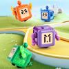 6-Side Stress Relief Cube Toy Multifunctional Anxiety Relief Cartoon Robot Sensory Cube with Spinning Arm Popping Button Joystick Toggle Switch