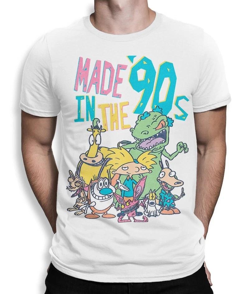 Cartoons Made In the 90 s T-Shirt, Hey Arnold Ren and Stimpy Tee M
