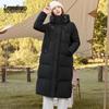 XueZhongFei Damen Mittellange Kapuzen-Daunenjacke X40146226F