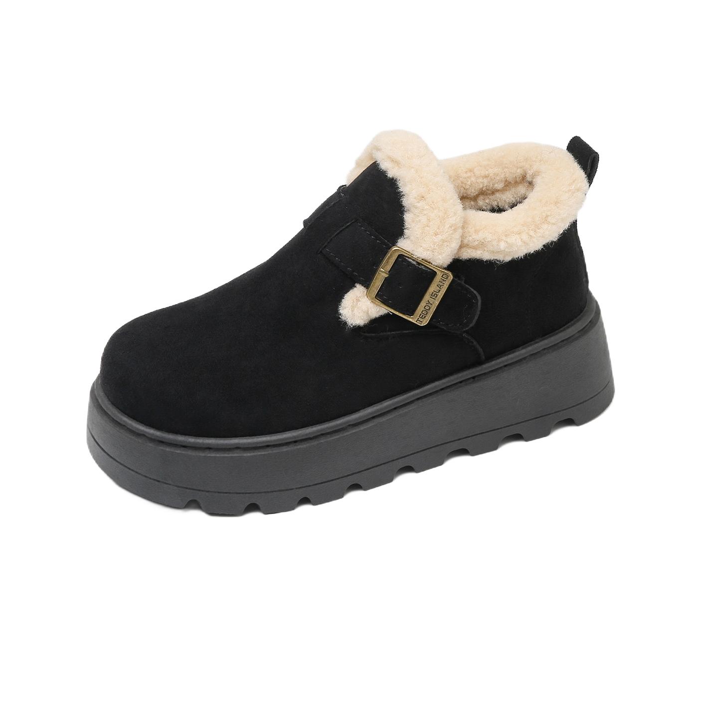 

Faux Suede Platform Snow Boots Women Autumn Winter Thicken Plush Ankle Booties Mujer Non Slip Thick Sole Cotton Padded Shoes 40 35