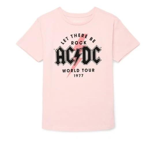 Wonder Nation Team AC/DC World Tour 1977 Girls Tee Shirts New M