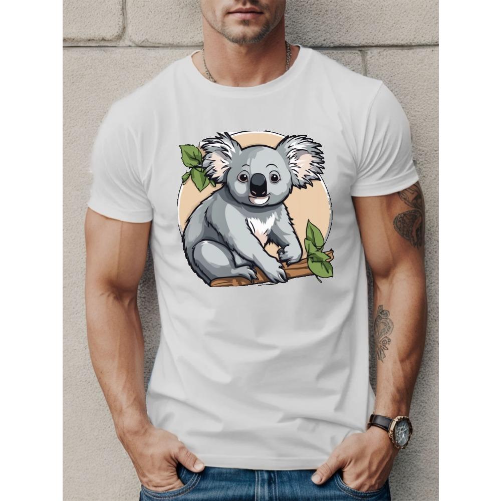 European Sizes Men's Casual Sloth Graphic Tee - Soft Polyester, Crew Neck, Short Sleeve T-Shirt for Summer & All Seasons