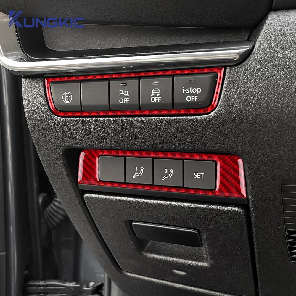For Mazda 3 Axela BP 2019 2020 2021 2022 2023 2024 2025 Real Soft Carbon Fiber Sticker Car Start Stop Switch Button Accessories