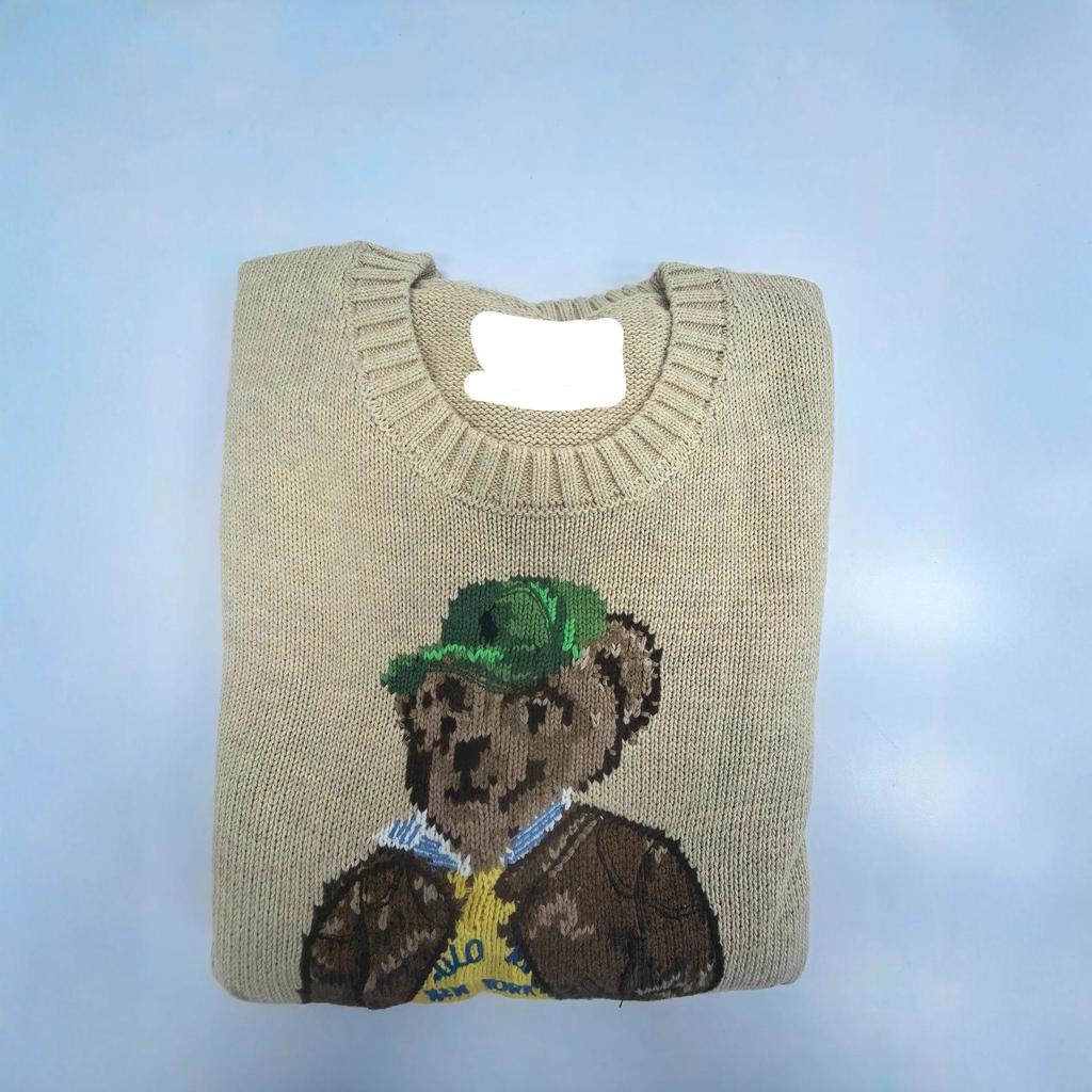 Cross-Border High-Quality Scanable R-L Pure Cotton Heavy-Duty Cartoon Little Bear Women's Sweater - Autumn/Winter 2025 Edition