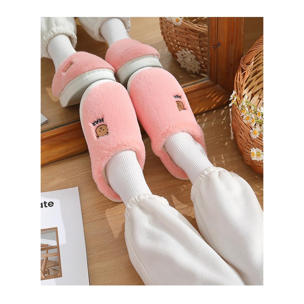 Home Furry Slippers for Women In Winter Cartoon Cute Fur Slippers for Men In Winter Home Furry Warm Cotton Slippers for Men