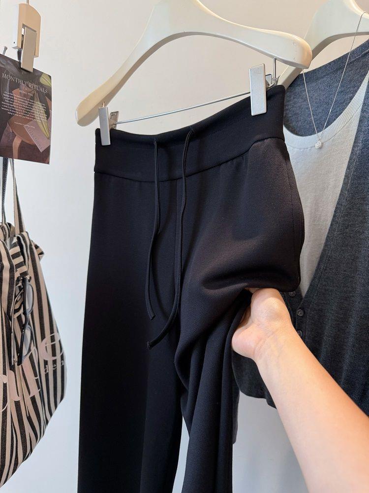 Spring Korean Drape High-Waisted Wide-Leg Pants - Flattering for Pear-Shaped Figures, Casual Straight-Leg Design
