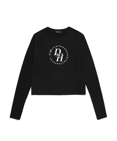 D.XO.H Circle Stack Logo Semi-Warmer Crop Top [ Black ]