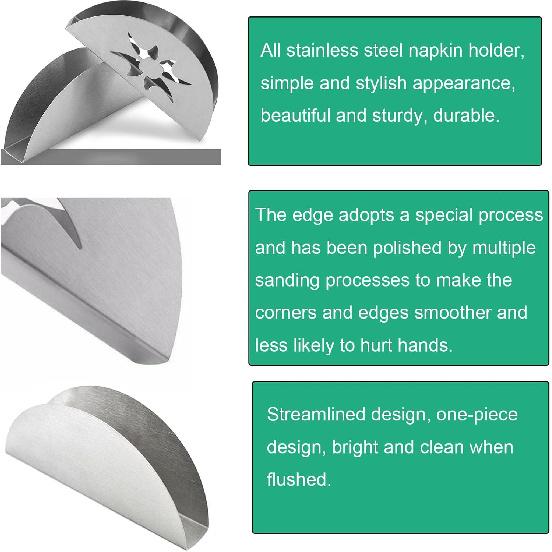 2 Pack Napkin Holder Stainless Steel Standing Disposable Hand Towels Holders Upright Napkin Dispenser for Table Countertop Kitchen Dining Farmhouse